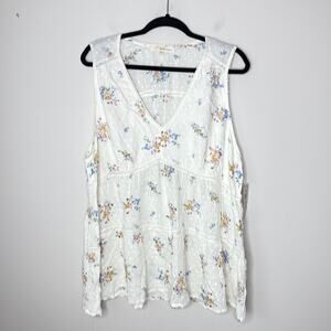 NEW NWT Rewind Women's Lightweight Floral Tiered Sleeveless Top 2X Boho Feminine